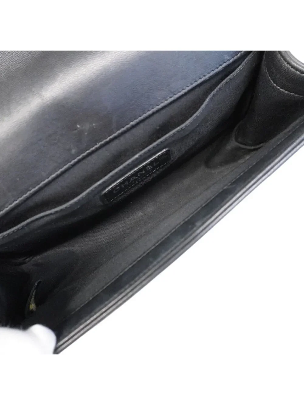 Chanel Shoulder Bag Boy Lambskin Black Silver
